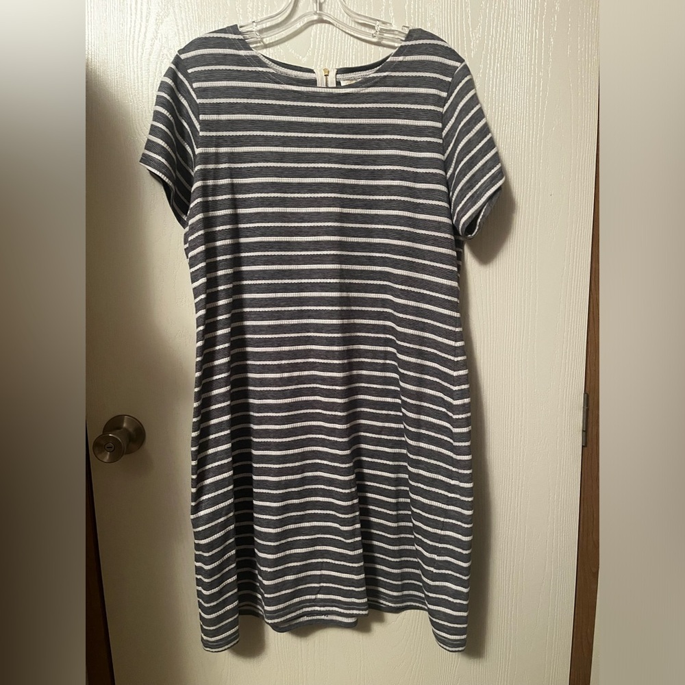 Sail to Sable Stripe T-shirt Dress Blue/Grey Nautical Size XL